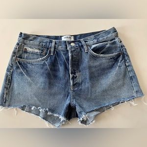 Agolde Parker button fly short distressed denim size 28 rock steady